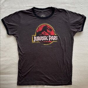 Jurassic Park Charcoal Graphic Ringer Tee